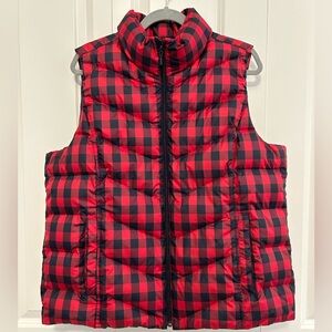 Lands’ End / down vest / XL / buffalo plaid